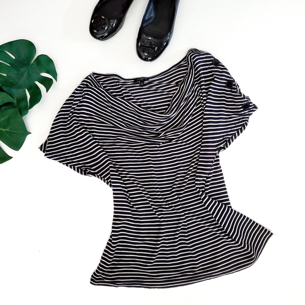 💓SOLD💓Talbots Nautical Button Sleeve Cowl Top - Picture 3 of 16